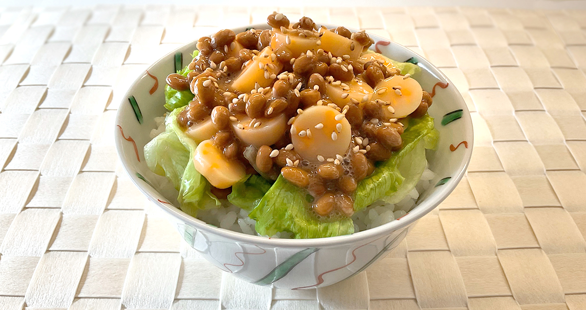 「チーズｉｎかまぼこ」の納豆丼